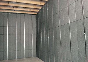 SilverGlo™ insulation and metal studs making up our Basement to Beautiful™ panels.  Installed in Corry.